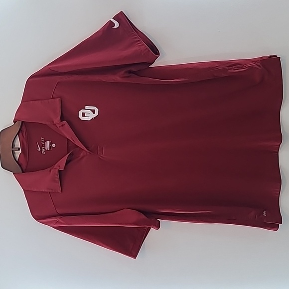 NIKE DRI-FIT Men's Oklahoma Sooners Maroon Polo Golf Shirt - Size Large - Picture 1 of 10